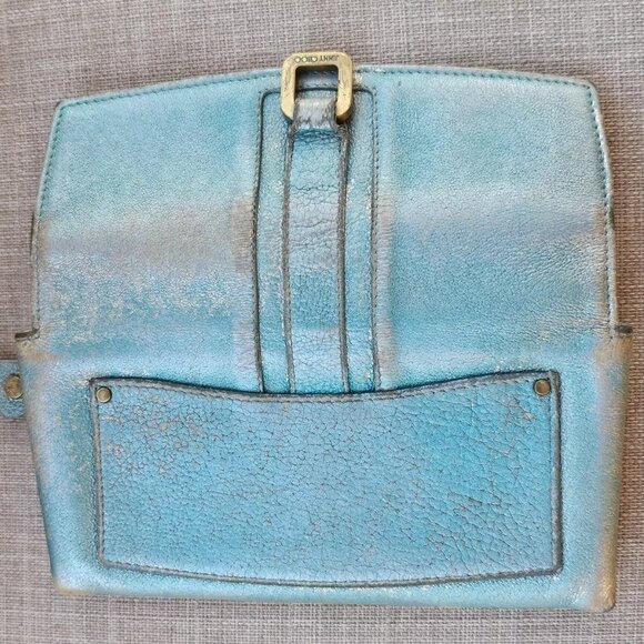 Jimmy Choo Women Cardholder Wristlet Clutch Blue Leather Purse Wallet Made Italy - Picture 6 of 14